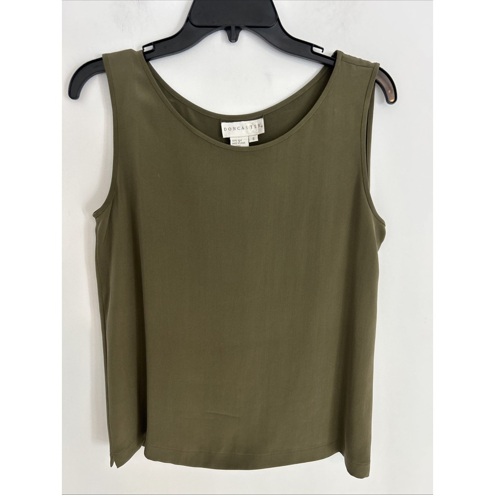 Doncaster Green 100% Silk Sleeveless Pullover Tank Top Size 6 Excellent Quality